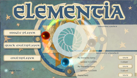 Elementia Title Screen Elementia Title Screen