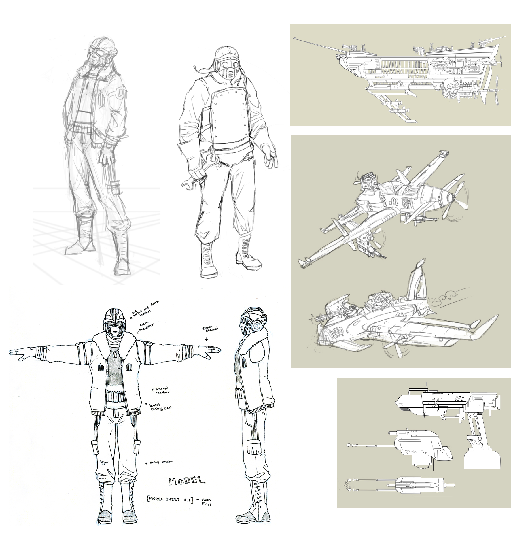 character, airship, guns, planes